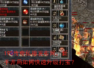 195传奇私服发布网,新手开局如何快速升级打宝? 195传奇私服发布网,新手开局如何快速升级打宝?