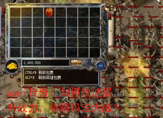 woai传奇:如何快速提升战力,称霸玛法大陆? woai传奇:如何快速提升战力,称霸玛法大陆?