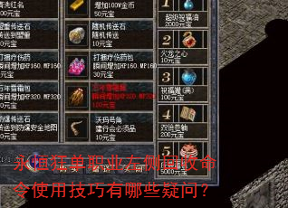 永恒狂单职业左侧回收命令使用技巧有哪些疑问? 永恒狂单职业左侧回收命令使用技巧有哪些疑问?