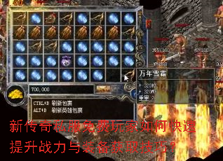 新传奇私服免费玩家如何快速提升战力与装备获取技巧? 新传奇私服免费玩家如何快速提升战力与装备获取技巧?